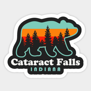 Cataract Falls Indiana Bear Retro Vintage Sunset Sticker